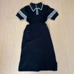 【新品】GRACIA グラシア　シャツワンピース　ブラック　ポケット　刺繍　韓国