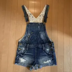 RODEO CROWNS ダメージデニムサロペット ショートパンツ Mレディースのサムネイル
