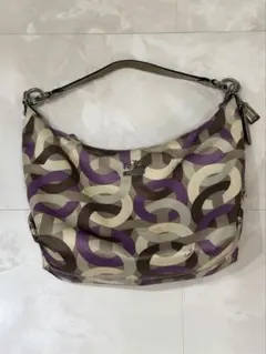 COACH シグネチャー ショルダーバッグ オプアート パープル 2way