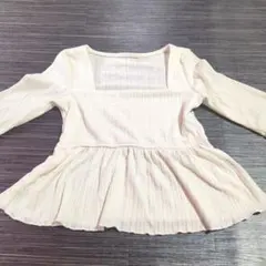 クリーム色 ペプラム 長袖トップス