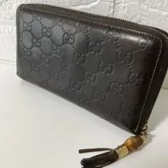 GUCCI グッチ シマ長財布 バンブータッセル ダークブラウン