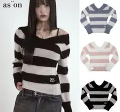 as"on ポニー ストライプ ニット