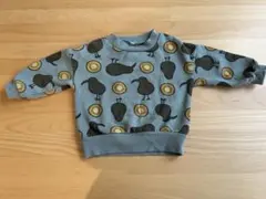 グレー 鳥と果物プリント トレーナー　裏起毛　キウイ