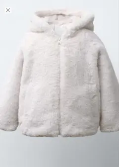 ZARAアイボリー フリース フード付きジャケット