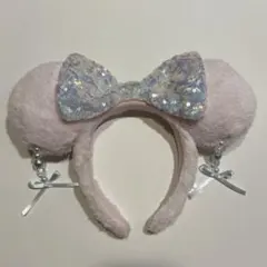 ミッキー ミニー カチューシャ ピンク イヤリング スパンコール もこもこ