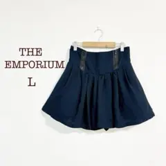 THE EMPORIUM ミニ丈フレア　キュロットパンツ （L）ネイビーのサムネイル