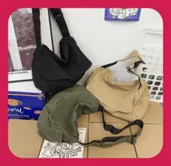 ニュースペーパーバッグ　鞄　バッグ　マザースバッグ　通学　カーキ　大容量　新品