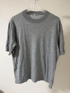無印良品 MUJI Labo コットンハイゲージニット半袖プルオーバー グレー
