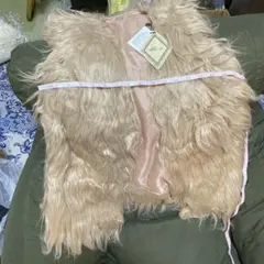 ベージュファー ノースリーブコート For it