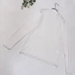 COLZA ハイネック長袖シアーレースシャツ　Ｍ　ホワイト