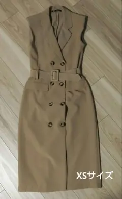 ZARA ベージュ ベルテッドトレンチコートワンピース XS