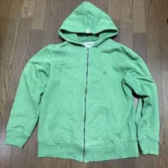 グリーン ペンギン刺繍 フルジップパーカー