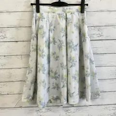 パターンフィオナ 花柄 フレア 膝丈スカート M 白 水色 春夏 レディース