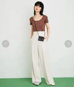 アダムエロペ　サスティナブルワイドスラックスパンツ　ホワイト