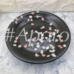 平皿 黒 桜吹雪 桜模様 和柄 花柄 白 桃色 ピンク 千代 昭和レトロ 華やか