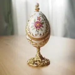 エッグ型 オルゴール 小物入れ ジュエリーボックス アンティーク調 花