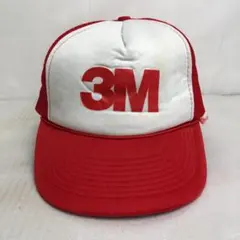 【訳あり品】US古着　キャップ　メッシュキャップ　トラッカーキャップ　3M　赤