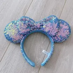 ディズニー ミニー カチューシャ スパンコール 水色 Disney