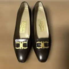 フェラガモ　4cmヒール　パンプス　23.5cm ブラウン　ガンチーニ