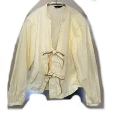 【中古品】ZARA ザラ　イエロー リボン付き長袖シャツ　ブラウス　トップス