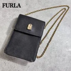 美品✨FURLA フルラ レザー スマホ ショルダー ケース ゴールド チェーン