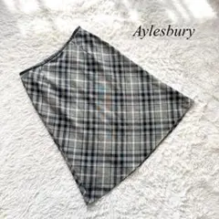 E4【アリスバーリー】フレアスカート　膝丈　チェック柄　黒　11 フォーマル