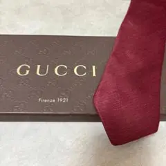 美品 GUCCI グッチ シルク 100％ ボルドー ワインレッド ネクタイ