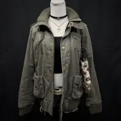 平成ギャル　y2k グランジ　ミリタリージャケット　ギミック　ポケット　フーディ