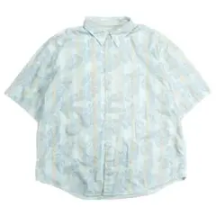 Island Shores アロハシャツ ストライプ ビッグサイズ 水色 2XL