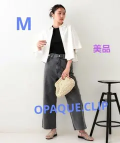 オペークドットクリップ　 クロップドハーフスリーブシャツ　白　M