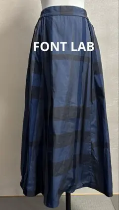 FONT LAB ブルー×ネイビー チェック柄フレアスカートFのサムネイル