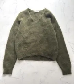 美品　BEAUTY&YOUTH ヘアリーVネックニット プルオーバー ラクーン