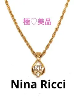極美品 Nina Ricci ニナリッチ ネックレス NRロゴ ゴールド クリア