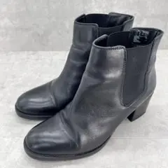 【美品】クラークスClarks 本革サイドゴアショートブーツ 24.5cm 黒