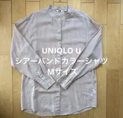UNIQLO U シアーバンドカラーシャツ 長袖 バンドカラー 長袖 ピンク M