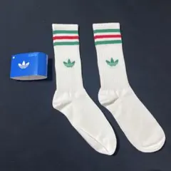 韓国 adidas アディダス ソックス 緑＆赤3本線 一足 M 25〜27㎝のサムネイル
