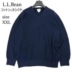 L.L.Bean コットン カシミヤ Vネック セーター ネイビー XXL