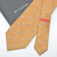 未使用同様◇ブルガリ ネクタイ セッテピエゲ シルク ブラウン 総柄 イタリア製