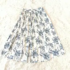美品グローブgrove 花柄総柄プリーツフレアスカートMウエストゴム上品のサムネイル