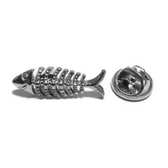 pin-1403　ラペルピン★ピンズ　フィッシュボーン　魚の骨　シルバー