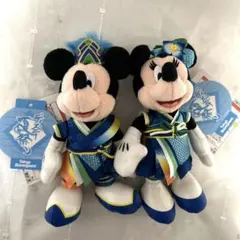 ミッキー ミニーぬいぐるみバッジ2015ディズニー夏祭りタグ付き