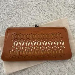 genten 本革 カットワーク がま口長財布