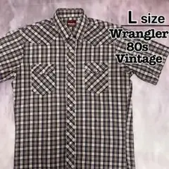 80s　Wrangler　ウエスタンシャツ　L　半袖　チェック柄　USA古着