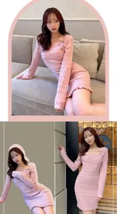 RESEXXY ジャガードチェックニットミニワンピース