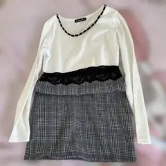 Growing Rich レースチェックミニワンピース