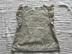 petit main 110cm トップス フリル ノースリーブ レモン 刺繍