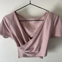 GU ピンク M クロスデザイン Tシャツ