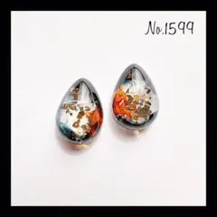 No.1599 ホワイト ブラウン レジンピアス レジンイヤリング ハンドメイド