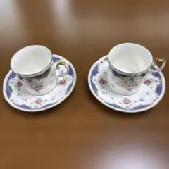 桃山陶器　花柄カップ・ソーサー　2セット