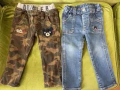 ◾️美品◾️DOUBLE B デニム迷彩✖️パンツ 2点セット90センチ